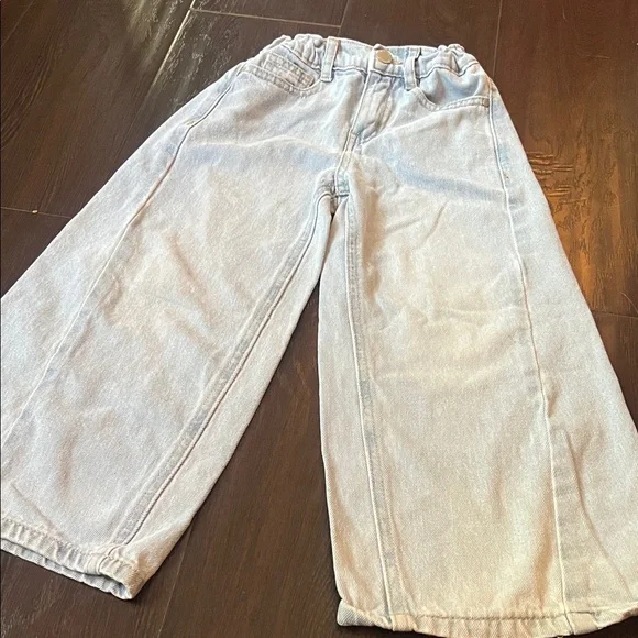 Light Blue Wide-Leg Kid Adjustable Jeans - Picture 3 of 4